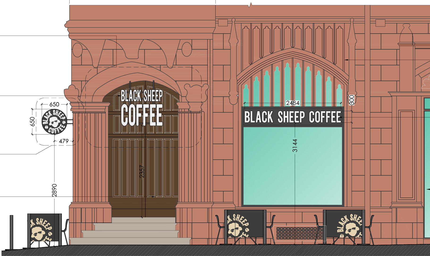 Regeneration, adaptive reuse designs, Black Sheep Coffee